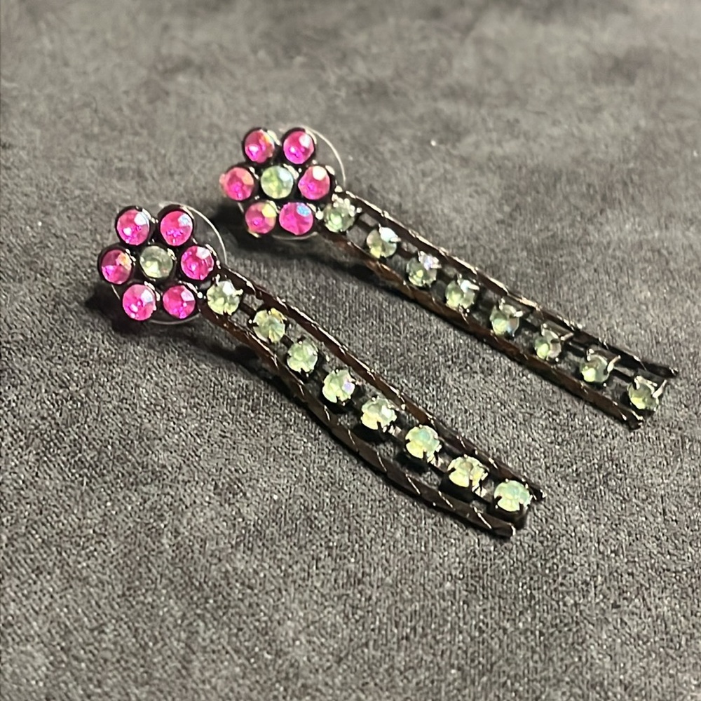 Elegant Black and Pink Dangle Earrings